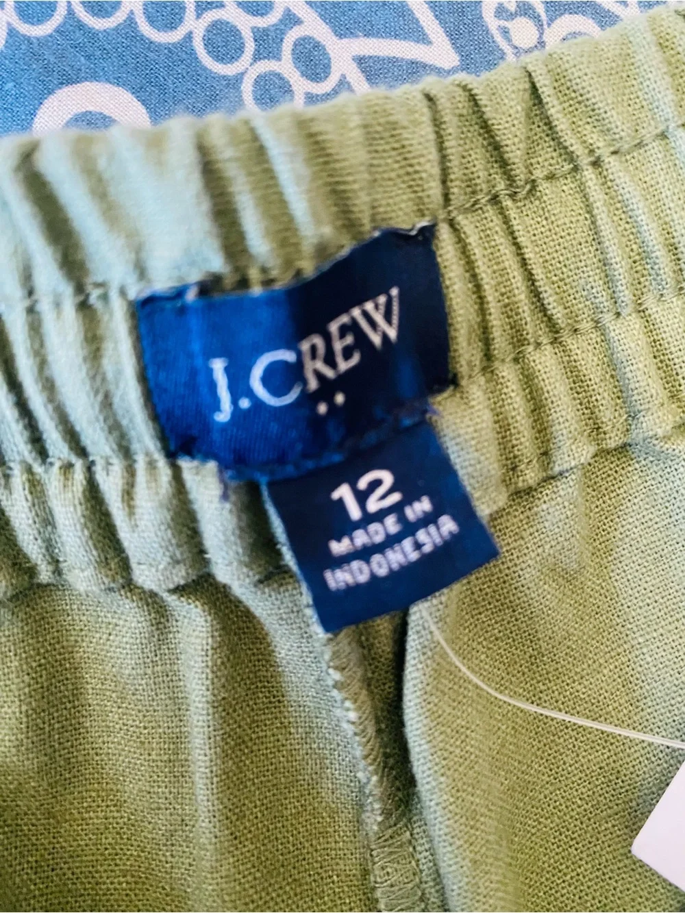 J.Crew NWT Sage Green Linen Blend Pull-On Wide Leg Pants Size 12